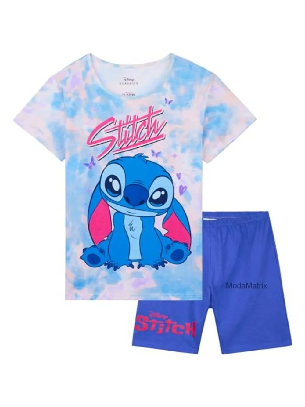 Disney Stitch Girls Pajama Set - 2 Piece Short Sleeve Cotton Pjs